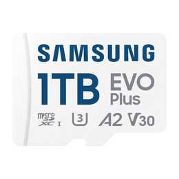 SAMSUNG MicroSDXC Evo+ (Video Class 30, A2, UHS-I Class 3, 1000 GB, 160 MB/s)