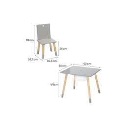 ROBA Kindertisch- & Stuhlset (Natur, Grau)