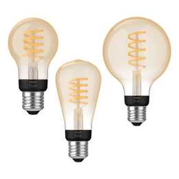 PHILIPS HUE White Ambiance Filament 3er Set (E27, ZigBee, Bluetooth, 7 W)