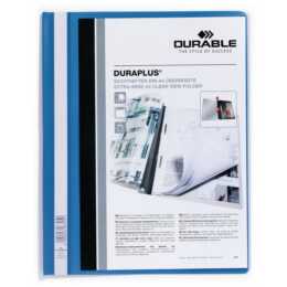 DURABLE Schnellhefter Duraplus (Transparent, Blau, A4, 100 Stück)