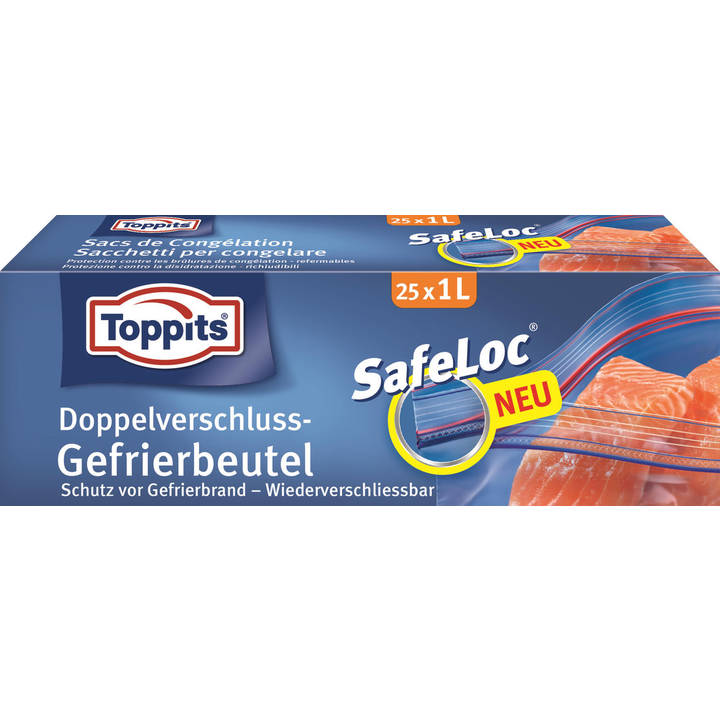 TOPPITS Doppelverschluss-Gefrierbeutel SafeLoc (25 Stück)