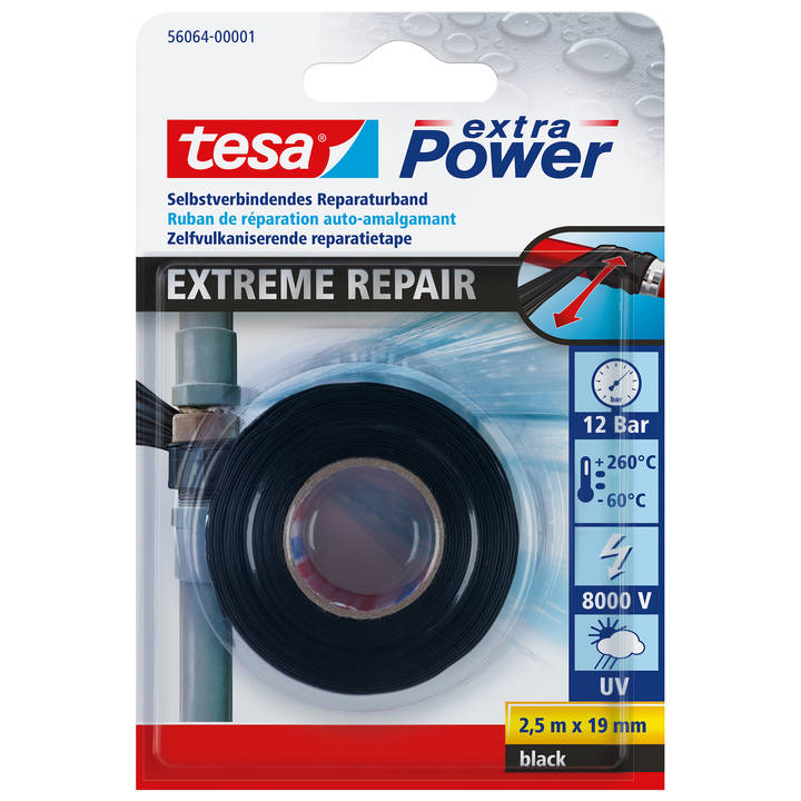 Nastro di tenuta TESA Extreme Repair 2,5 m x 19 mm Nero