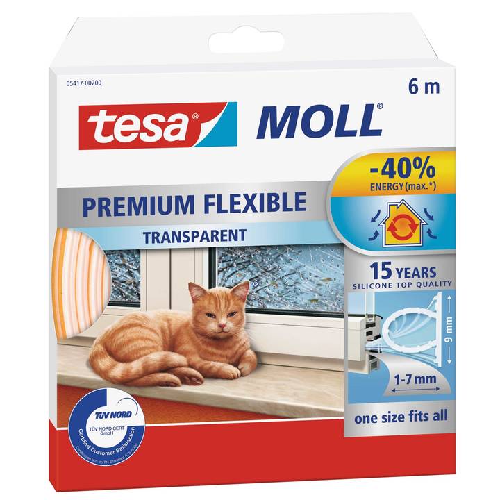TESA Joint caoutchouc MOLL Premium Flexible 1 pièce, transparent