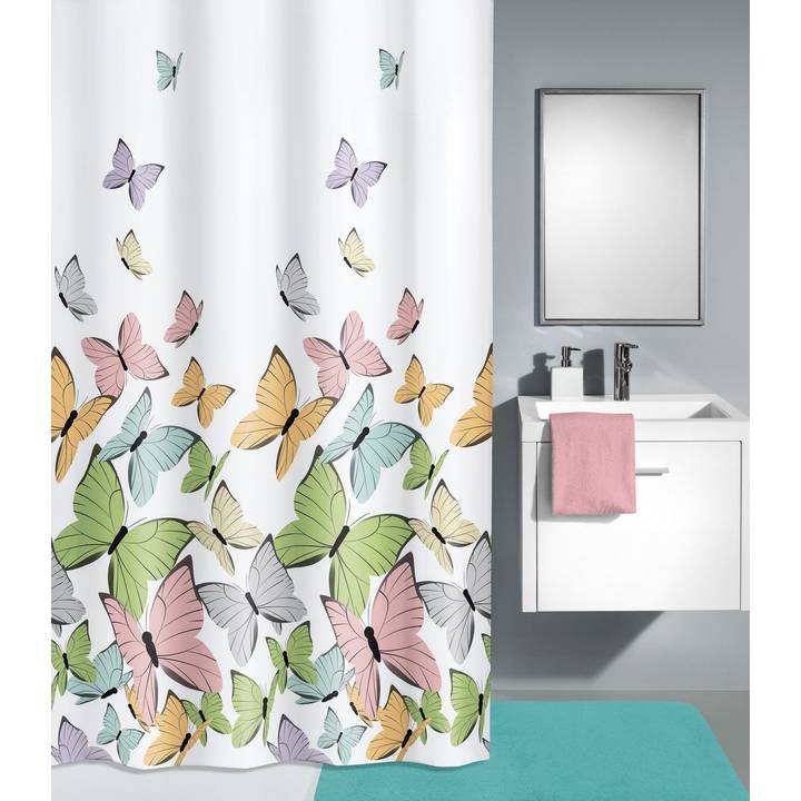 KLEINE WOLKE Tenda da doccia Butterflies (180 x 200 cm)