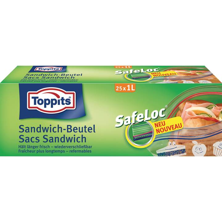 TOPPITS Sac à sandwich Safeloc 25 pièces