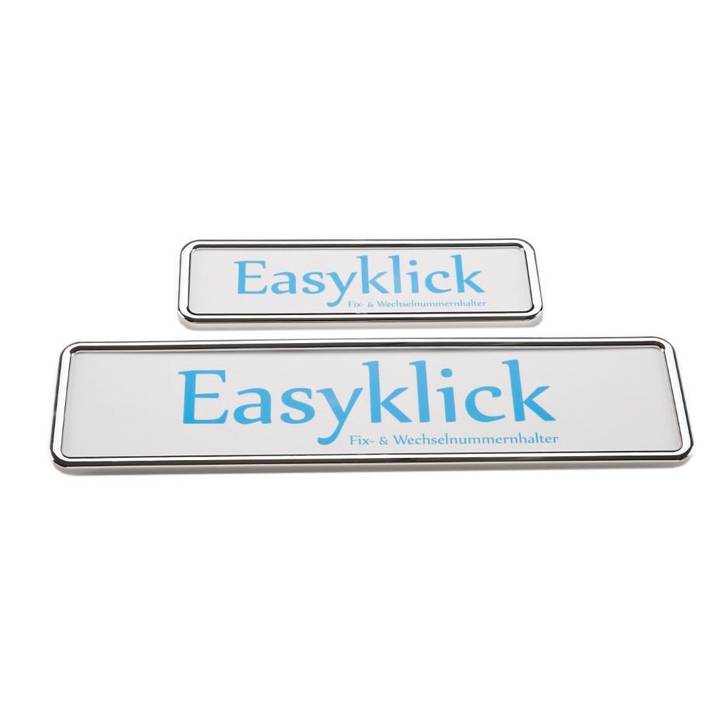 Set porta targa EASYKLICK, lungo, cromo lucido, 2 pezzi.
