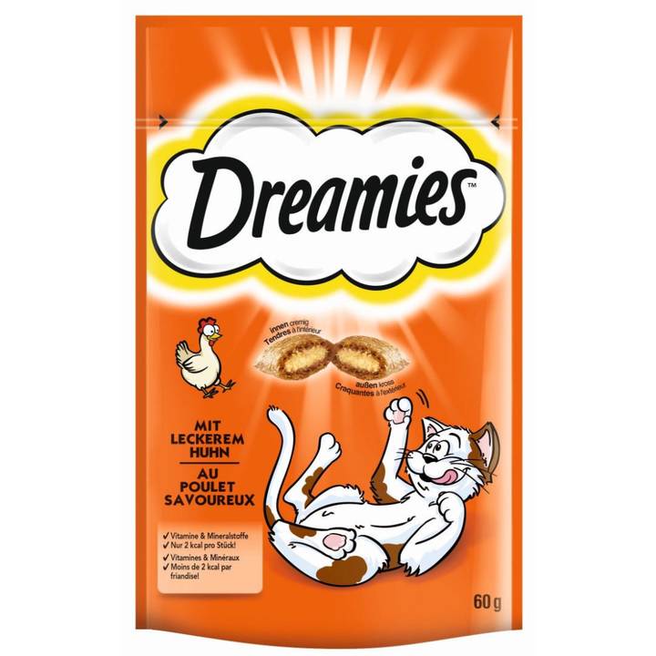 DREAMIES spuntino per gatti con pollo, 6 x 60 g