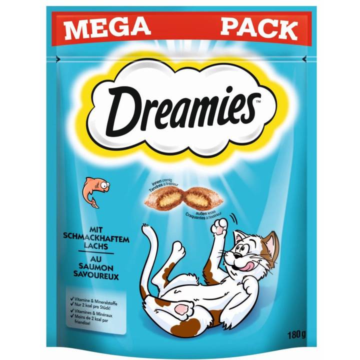 DREAMIES Katzen-Snack mit Lachs, 4 x 180g