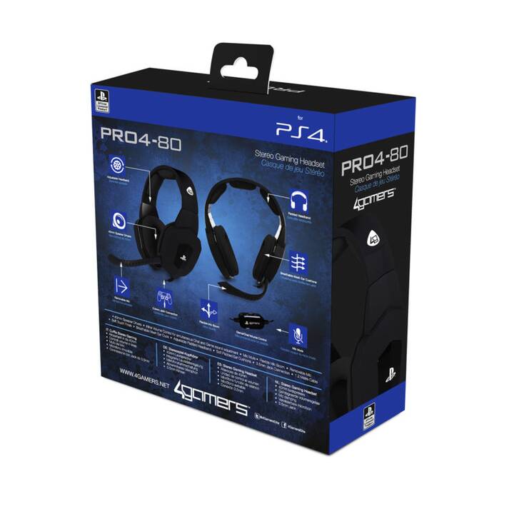 4GAMERS PRO4-80 Stereo Gaming Headset (Over-Ear, Schwarz)