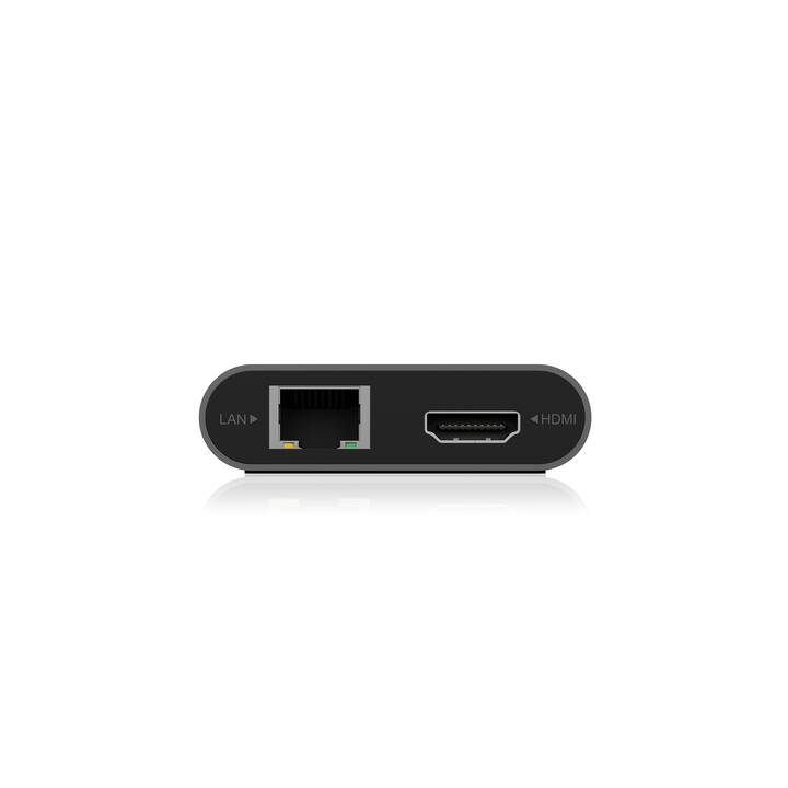 ICY BOX Stations d'accueil IB-DK4050-CPD (Port écran, 2 x HDMI, USB 3.2 Typ-A, RJ-45 (LAN))