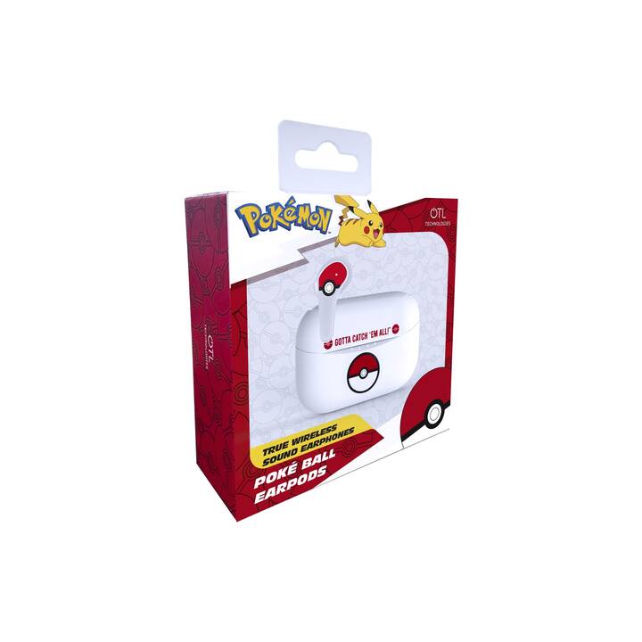OTL TECHNOLOGIES Pokémon Pokéball Cuffie per bambini (Earbud, Bluetooth 5.0, Bianco)