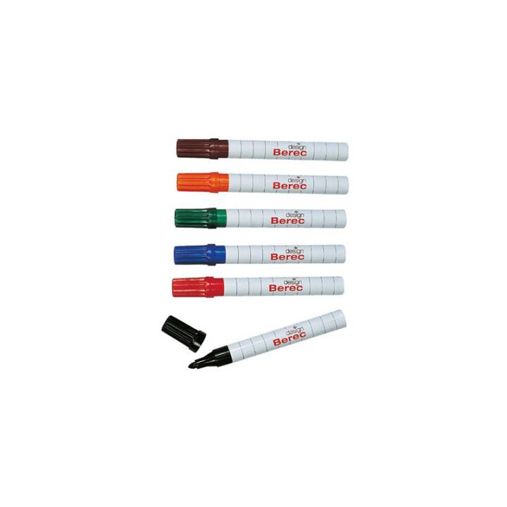 BEREC Whiteboard Marker (Orange, Braun, Blau, Schwarz, Rot, Grün, 6 Stück)
