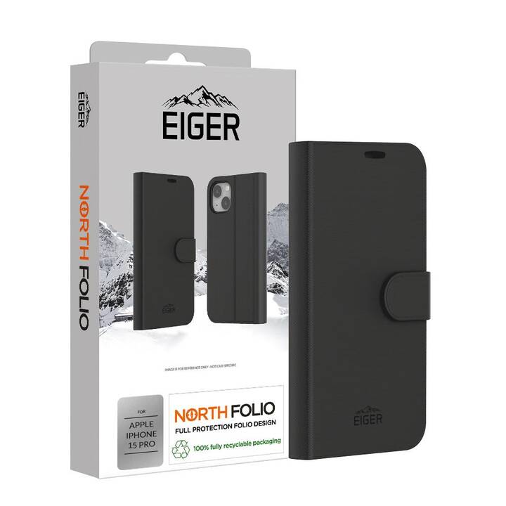 EIGER Flipcover North Folio (iPhone 15 Pro, Schwarz)