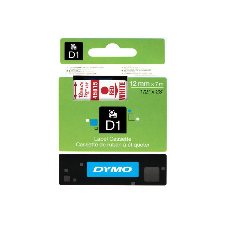 DYMO S0720550 Nastro delle scritture (Rosso / Bianco, 12 mm)