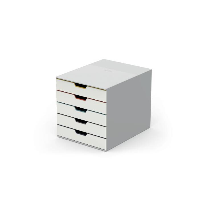 DURABLE Cassettiera da scrivania Varicolor Mix 5 (C4, Letter, A4, 280.0 mm  x 356.0 mm  x 292.0 mm, Bianco-grigio)