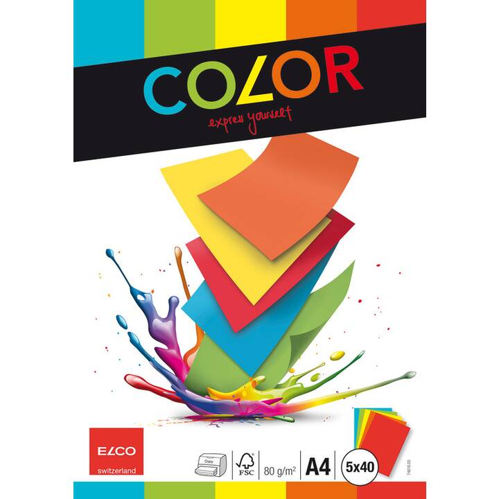 ELCO Papier couleur (200 feuille, A4, 80 g/m2)