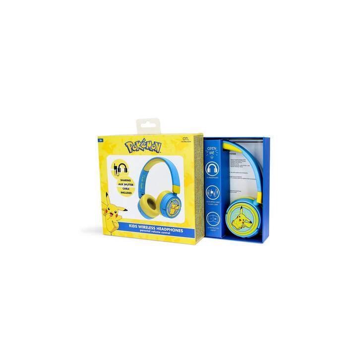 OTL TECHNOLOGIES Pokémon Pikachu Kinderkopfhörer (Bluetooth 5.1, Gelb, Blau)