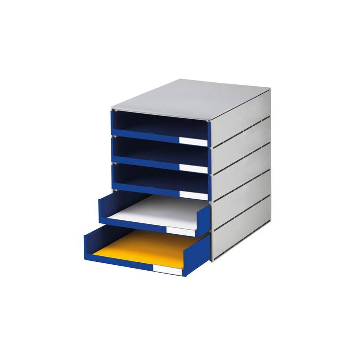 STYRO Büroschubladenbox Styroval Pro (C4, 24.3 cm  x 33.5 cm  x 32.3 cm, Grau, Blau)