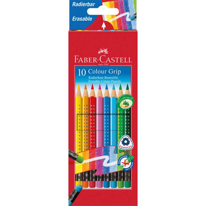 FABER-CASTELL Crayons de couleur Colour Grip (Multicolore, 10 pièce)