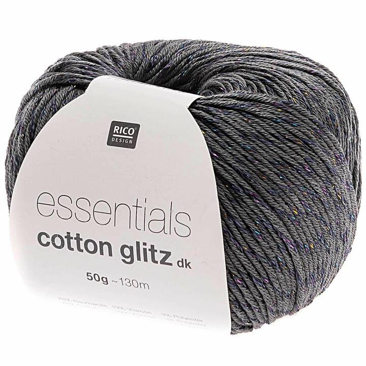 RICO DESIGN Wolle Essentials Cotton Glitz dk (50 g, Grau, Anthrazit)