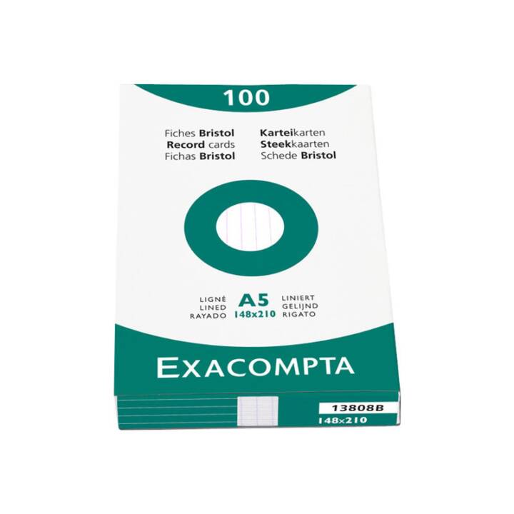 EXACOMPTA Cartes-fiches (A5, Blanc, Ligné, 100 pièce)