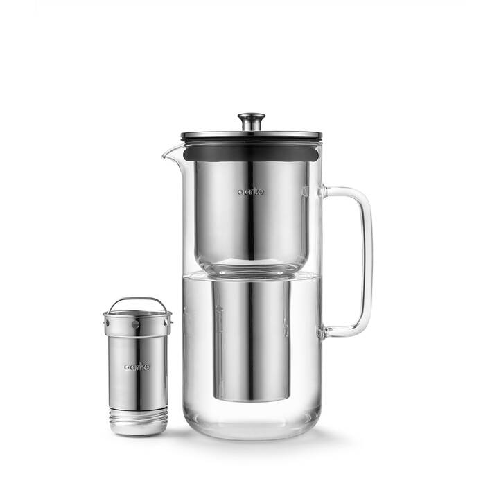 AARKE Carafe filtrante Purifier (1.18 l, Argent, Transparent, Noir)