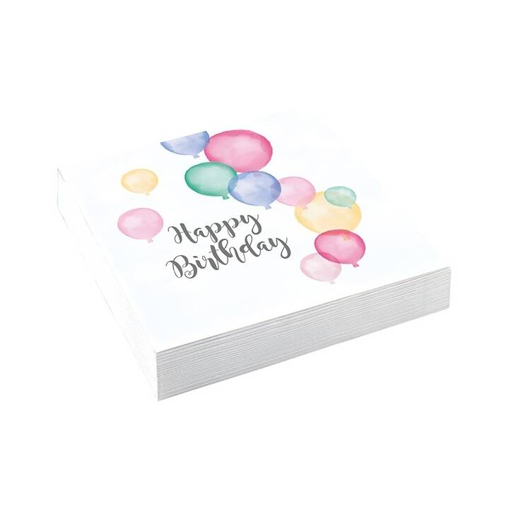 AMSCAN Tovagliolo di carta Happy Birthday (33 cm x 33 cm, 20 pezzo)