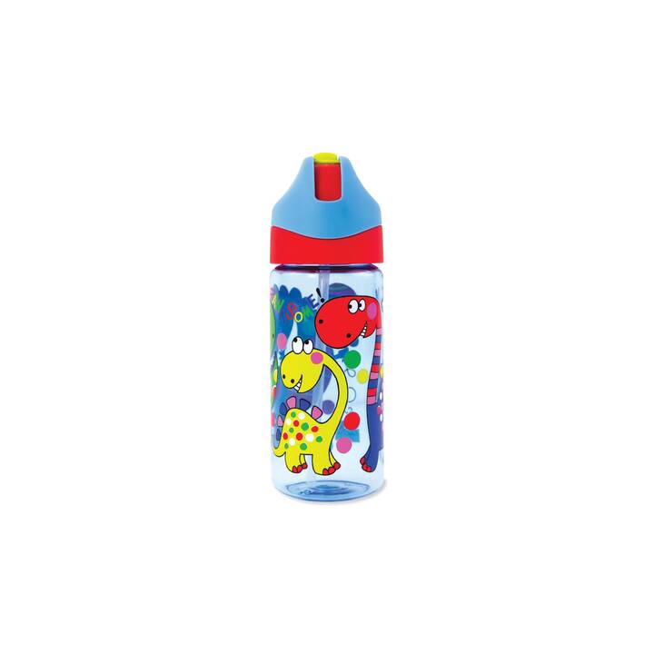 RACHEL ELLEN Kindertrinkflasche Dinosaur (0.35 l, Transparent, Hellblau, Mehrfarbig)