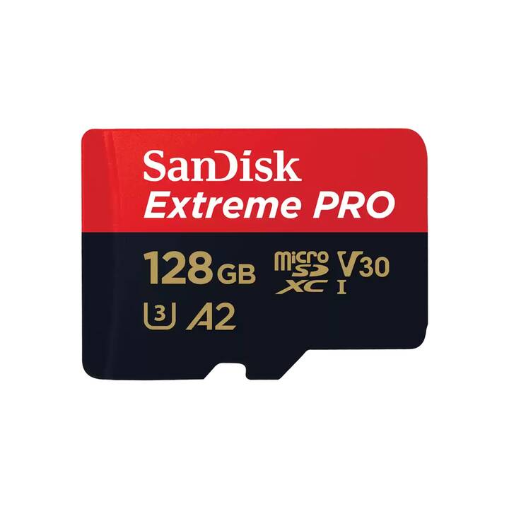 SANDISK MicroSDXC Extreme PRO 128 GB (Class 10, A2, Video Class 30, 200 MB/s)