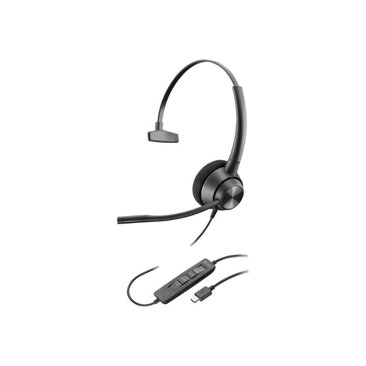 HP Office Headset Poly EncorePro 310 (On-Ear, Kabel, Schwarz)