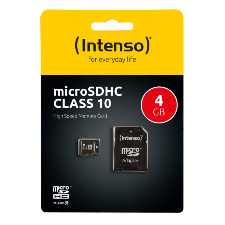 INTENSO MicroSDHC Card (Class 10, 4 GB, 20 MB/s)