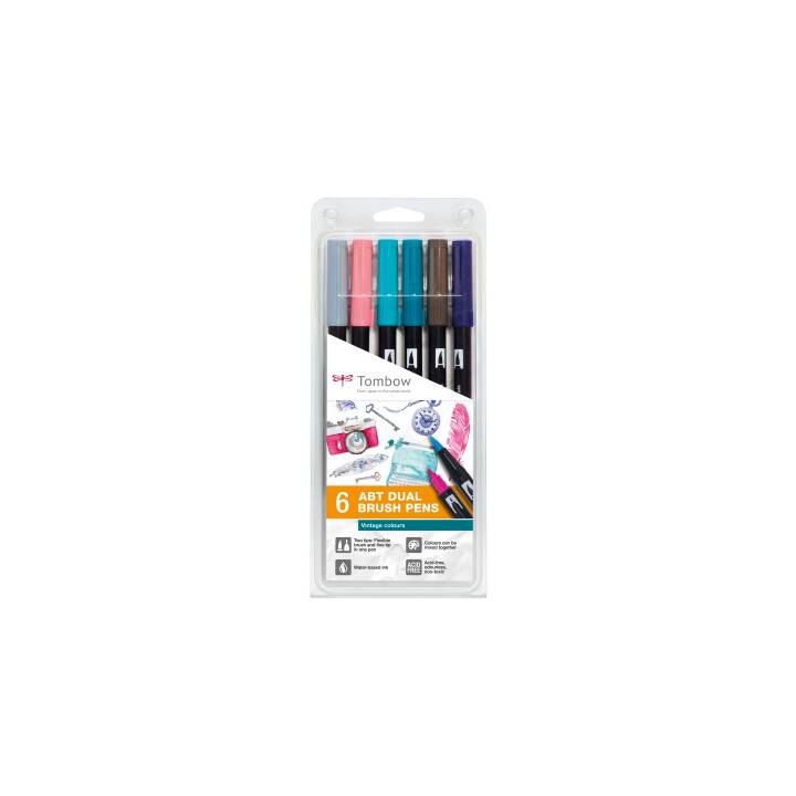 TOMBOW ABT Dual Brush Pen Vintage Colours Filzstift (Mehrfarbig, 6 Stück)