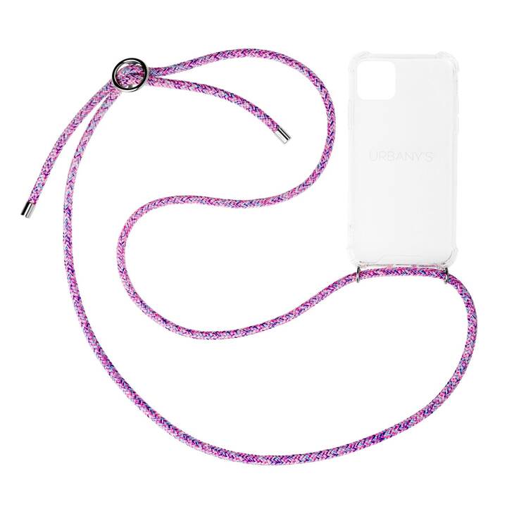 URBANY'S Backcover con cordoncino Lollipop (iPhone 15, Viola, Transparente, Pink, Rosa)