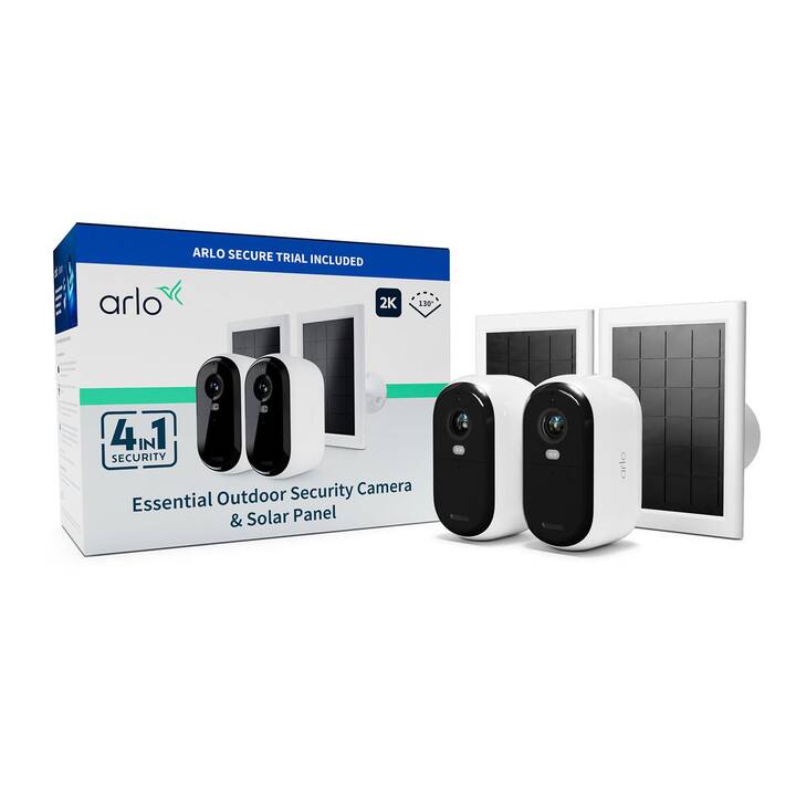 ARLO Netzwerkkamera Set Essential 2K (2. Gen.) 2 Cams + 2 Solar Panels (Bullet, MicroUSB)