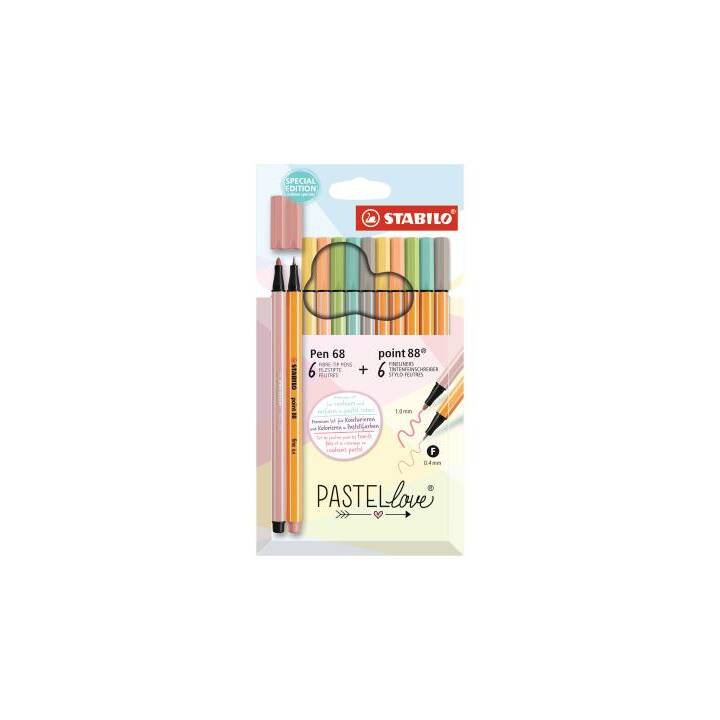 STABILO 68 & Point 88 Crayon feutre (Multicolore, 12 pièce)