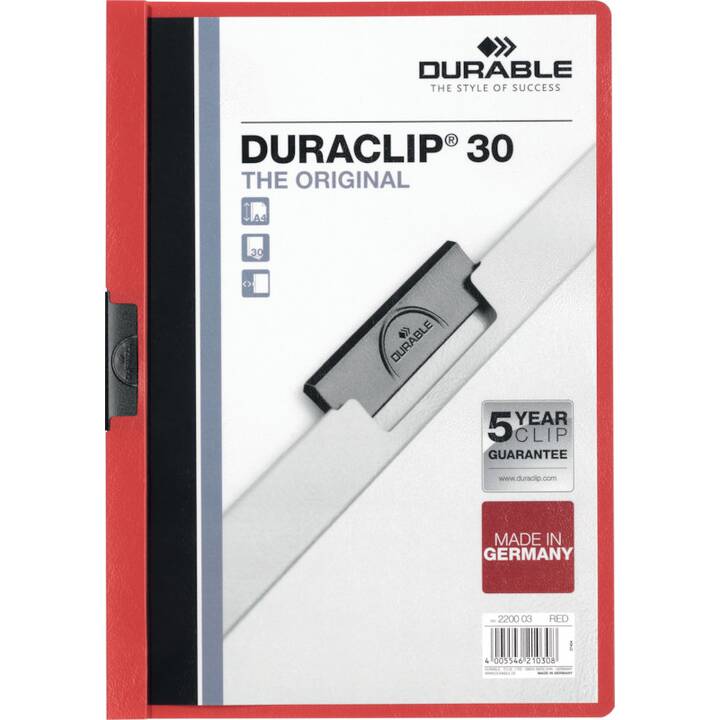 DURABLE Cartellina ad aghi Duraclip 30 (Rosso, A4, 1 pezzo)
