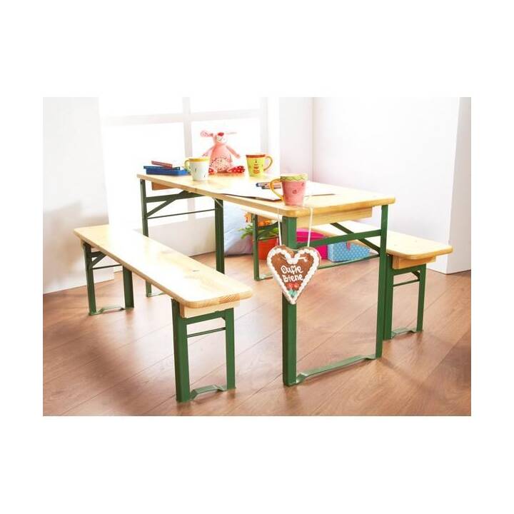 PINOLINO Set di tavoli e sedie per bambini Sepp (Marrone, Verde)