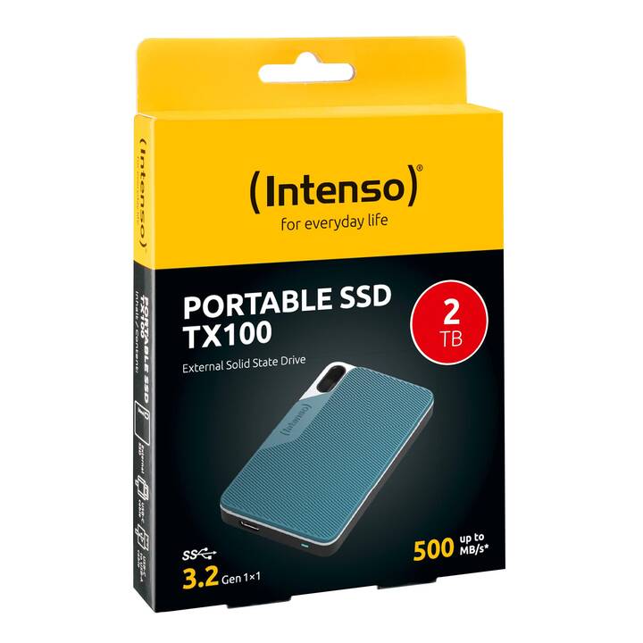 INTENSO TX100 (USB Typ-C, 2000 GB, Grau, Blau)