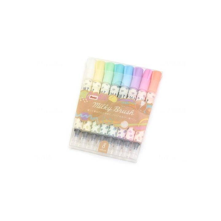 PENTEL Milky Crayon feutre (Pink, Jaune, Bleu, Mauve, Orange, Vert, Blanc, 8 pièce)