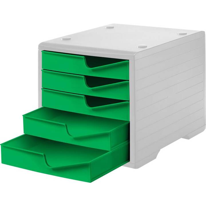 STYRO Büroschubladenbox (27 cm  x 34 cm  x 25.5 cm, Lichtgrau, Grün)