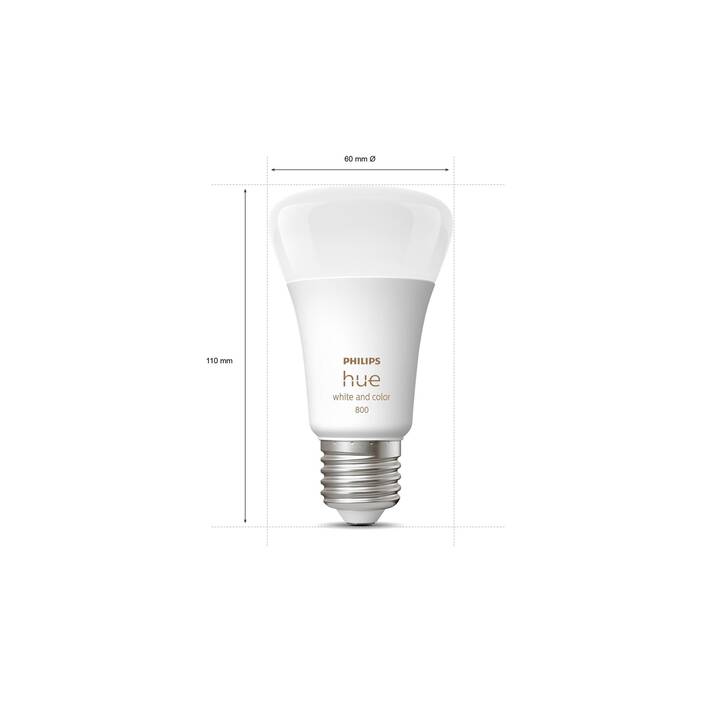 PHILIPS HUE Lampadina LED White & Color Ambiance (E27, Bluetooth, 6.5 W)
