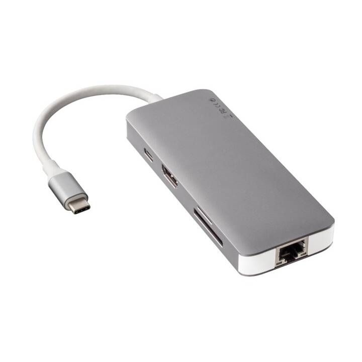 INTERTRONIC USB-C Multi Hub (8 Ports, RJ-45, USB Type-C, USB Type-A, HDMI)