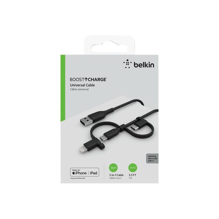 BELKIN Boost Charge Câble (USB Typ-A, USB Type-C, Lightning, 1 m)