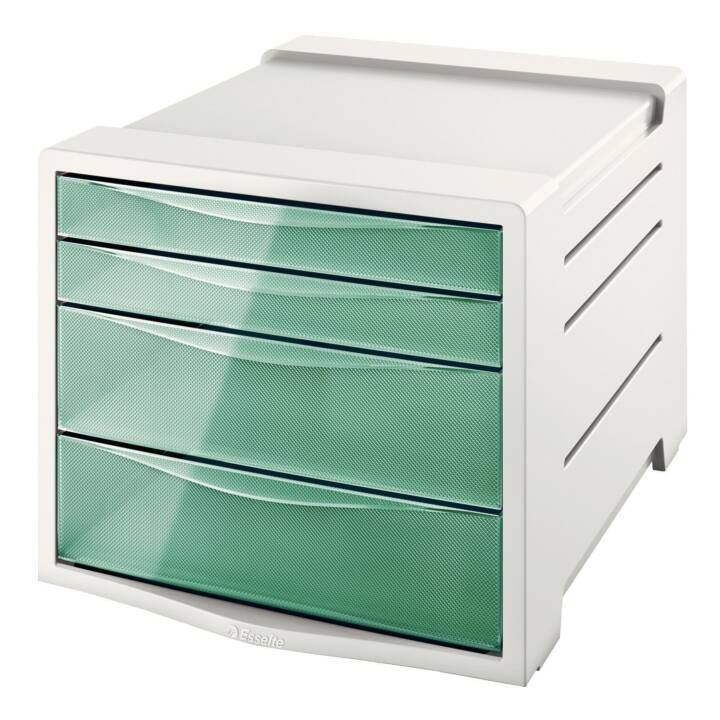 ESSELTE GROUP Boite à tiroirs de bureau Colour'Ice (A4, 24.5 cm  x 28.5 cm  x 36.5 cm, Vert)