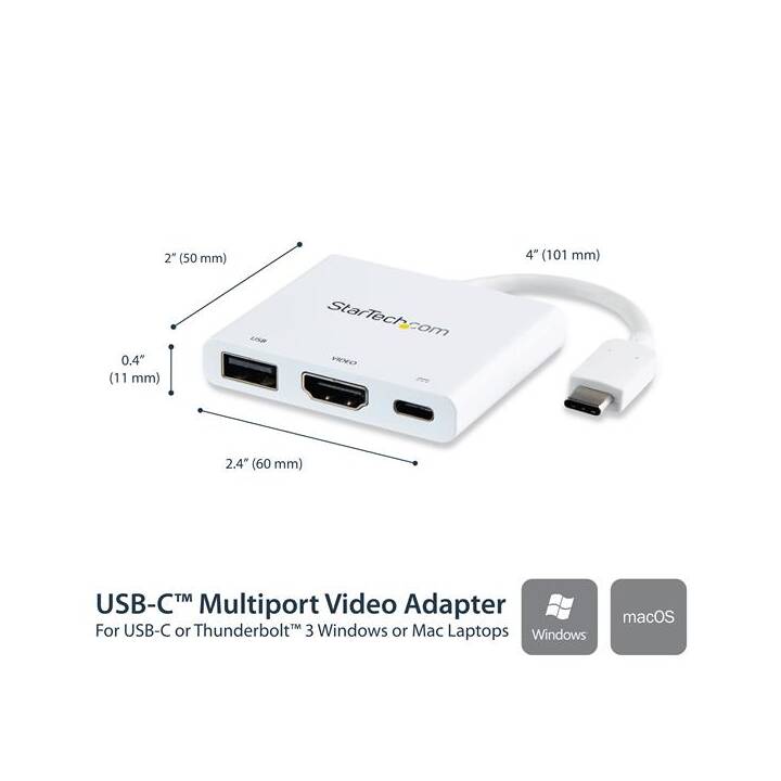 STARTECH.COM Adapter (USB C, HDMI, USB Typ-C, USB Typ-A, 10.1 cm)