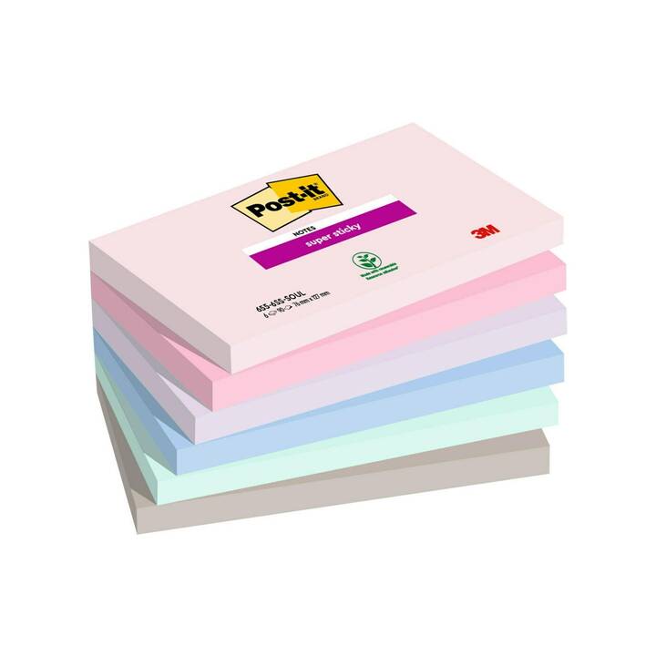 POST-IT Blocchetti memo Super Sticky (6 x 90 foglio, Multicolore)