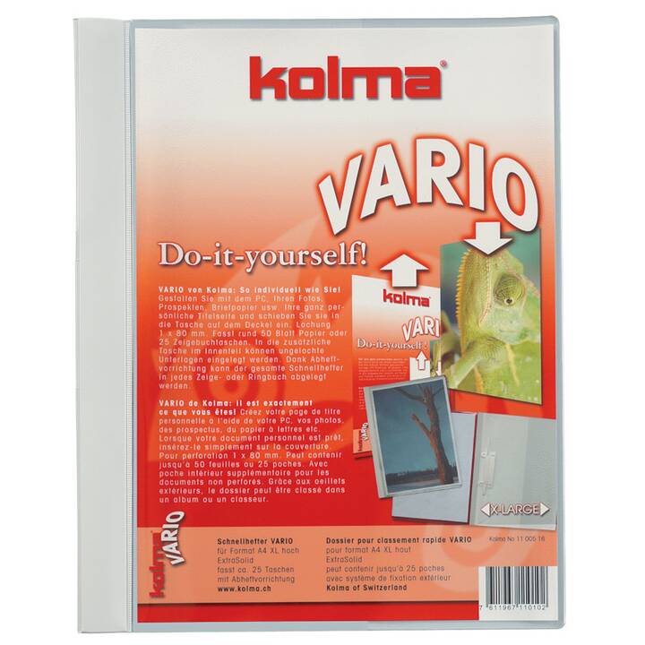 KOLMA RACER Chemises de presentation Vario Extra Solid (Transparent, A4, 1 pièce)