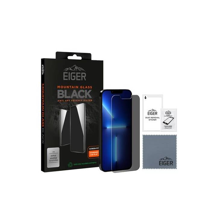 EIGER Verre de protection d'écran Mountain Glass (Clair, iPhone 13 Pro, iPhone 13)