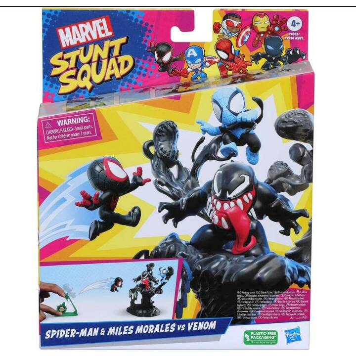 MARVELOUS Marvel Stunt Squad – Spider-Man & Miles Morales vs. Venom Set de figurines de jeu