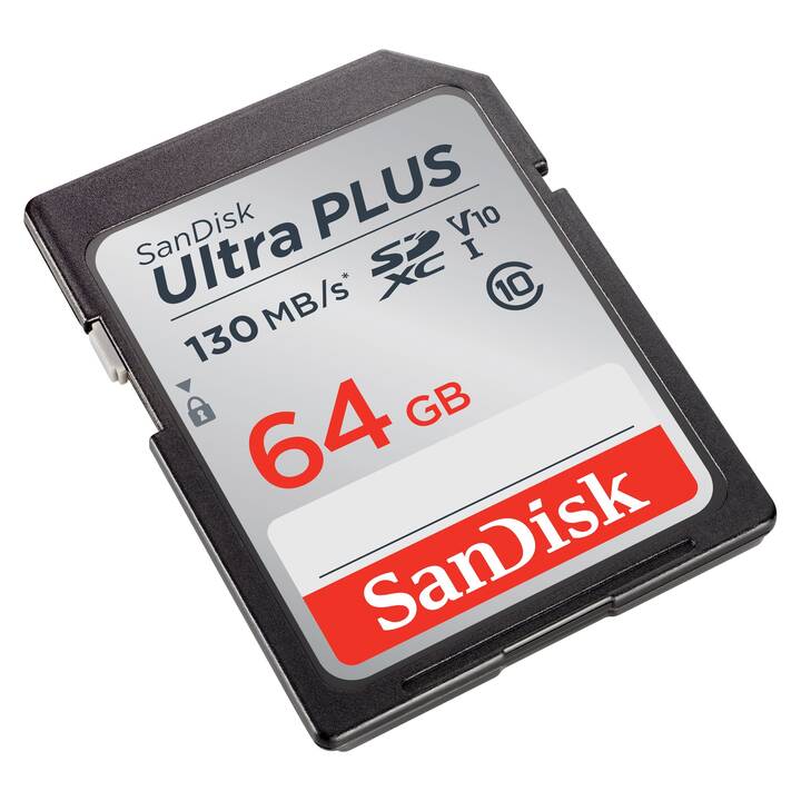 SANDISK SDXC Ultra PLUS (Class 10, 64 Go, 130 Mo/s)